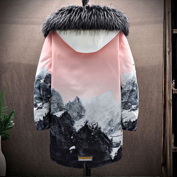 

2021down medium length 2020 new youth cool warm cotton padded men jacket mens winter coats fashion brand clothes, Black