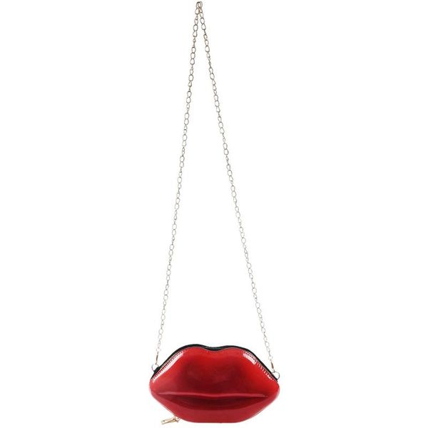 

evening bags women red lips clutch bag ladies pu leather chain shoulder bolsa shape purse