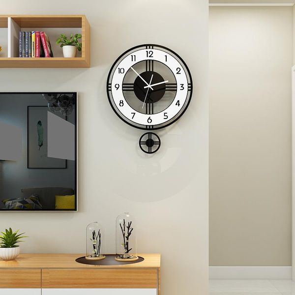 

wall clocks 12inch swingable acrylic clock modern design quartz needle hanging silent living room home decor watch