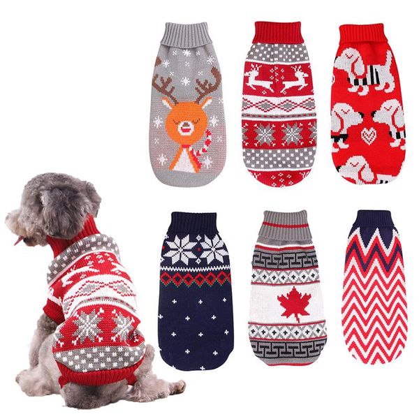 

cat costumes pet knitted sweater christmas dog clothes durable soft cute print puppy for