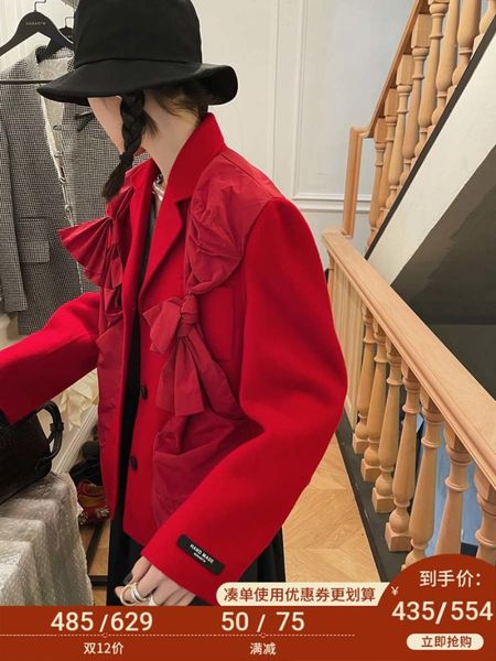 

mona 2021 new high-end wool double-sided cloth coat coat ms little winter, Black