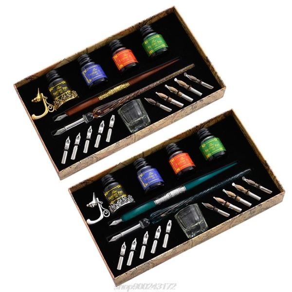 

vintage dip pens fountain writing ink 10 nibs pen holder gift box calligraphy stationery school supplies m09 21 dropship