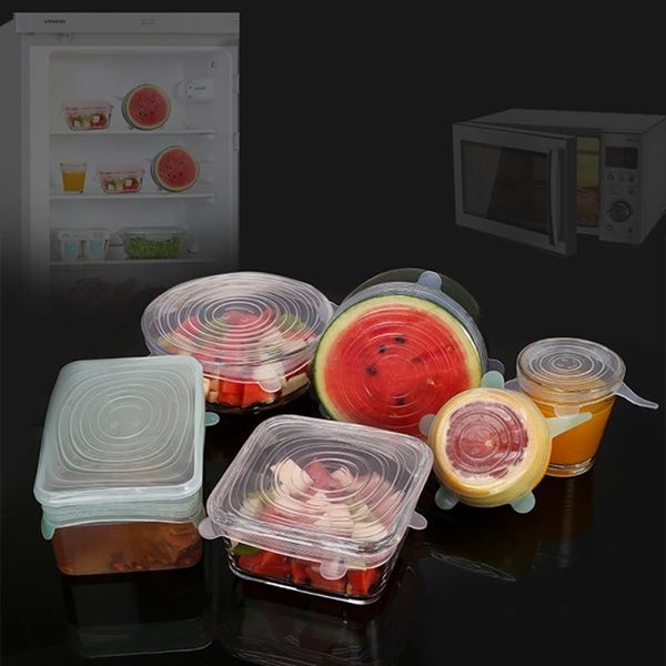 

food savers & storage containers 6-piece silicone fresh-keeping lid bowl sealed refrigerator wrap grade kitchen supplies