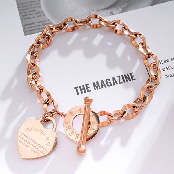 

love titanium steel charm bracelets for women fashion retro simple o word chain bible proverbs bangle designer luxury jewelry men gold brace, Golden;silver
