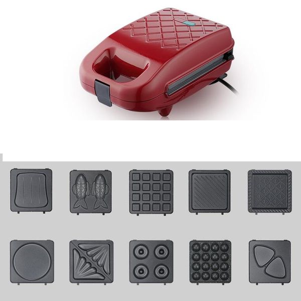 

bread makers 220v electric waffle baking machine non-stick sandwich breakfast pancake toaster multi with 10 plates