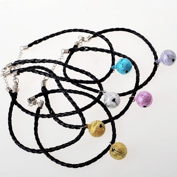 

1pc 30cm length random color send pet dog cat puppy neck collar with 2cm frosted bell necklace belt buckle party pet supplies