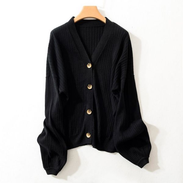 

spring new long sleeve cardigan sweater women's 2020 short loose lazy style v-neck foreign style sweater coat luxury, White;black