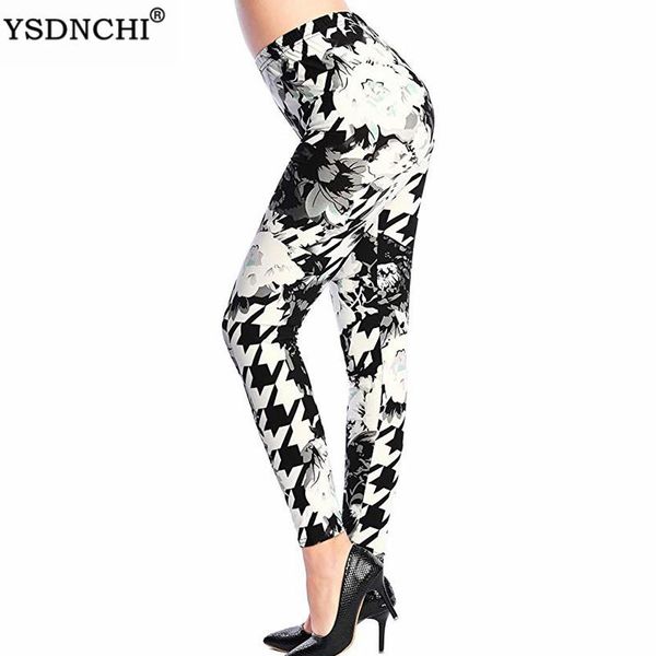 

women's leggings ysdnchi summer floral graffiti women grid print cartoon girl fitness plus size pants push up, Black