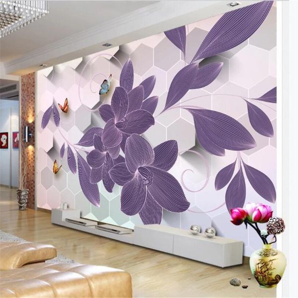 

wallpapers milofi customized large po decoration wallpaper mural 3d fashion romantic line flower background wall