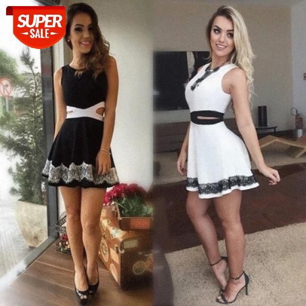 

new women summer casual sleeveless summer party cocktail short mini dress #cj3s, Black;gray