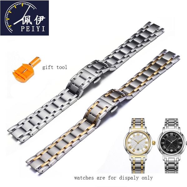 

watch bands 316l stainless steel watchband silver inter gold wristband replacement belt for 5565 5567 series man's and women's bra, Black;brown