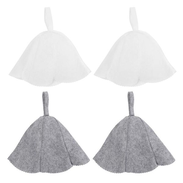 

shower caps 4pcs felt sauna hat dry steam room bath simple head protection cover hair drying spa bowknot wrap towel cap