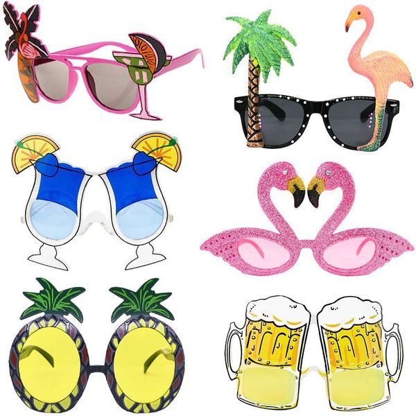 

party decoration 1pc hawaii tropical sunglasses flamingo hawaiian luau pool beach supplies pineapple funny glasses