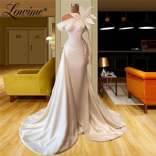 

party dresses beading ivory long 2021 mermaid sleeve evening dress robes arabic dubai formal prom gowns de soirÃ©e, White;black