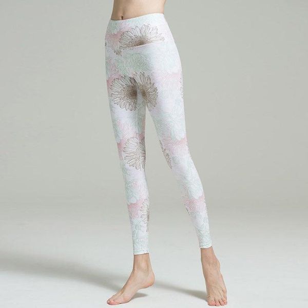 

women's outdoor cycling sports pants new digital printing sun flower slim fast dry running fitness dance yoga capri yoga pants, White;red