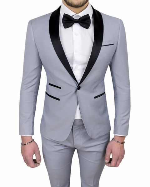 

men's suits & blazers light grey suit 2piece shawl lapel business casual high-quality wedding tuxedos(jacket+pants)custom made men, White;black