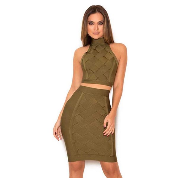 

two piece dress strapless halter set women open slit sheath backless brief sets summer party woman, White