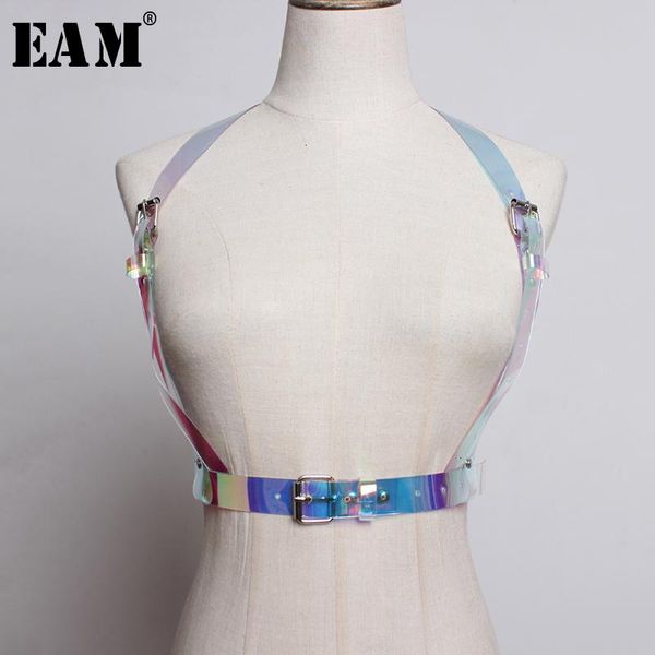 

[eam] pvc adustable long buckle spit joint strap belt personality women new fashion tide all-match spring 2021 1m842, Black;brown