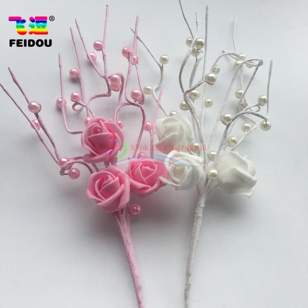 

handmade stereo pearl rose-tree creative baking cake decoration plug-in wedding romantic dessert decorative flag decoration