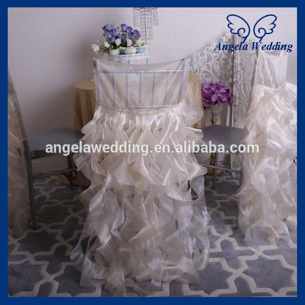 

chair covers ch007q angela wedding fancy frilly curly willow champagne and ivory ruffled