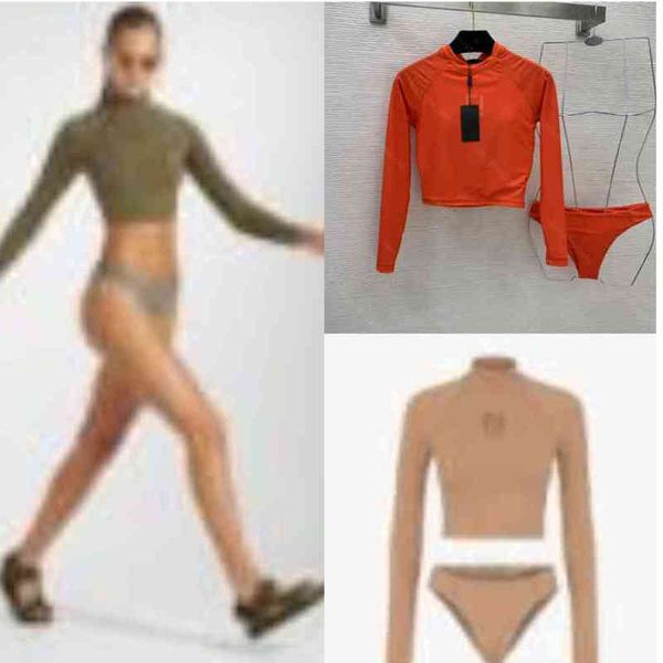 

22ss styles women's swimwear split bikini reversible briefs brand apparel long sleeve yoga set double-sided leggings slim bottoming shi, White;black