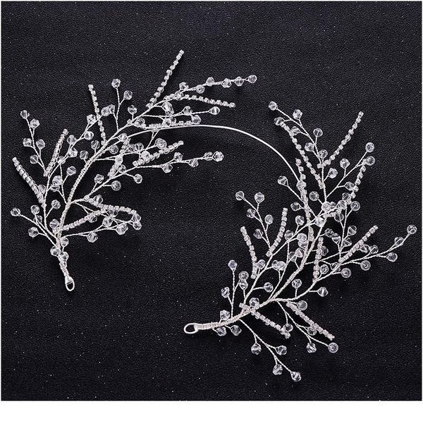 

trendy silver color headdress wedding crystal hair accessories rhinestone headband bridal hair ornaments headband handma qylhrz