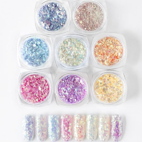 

nail glitter msk color lead gray sunshine gradient shiny powder sparkly art chrome pigment silver diy decoration, Silver;gold