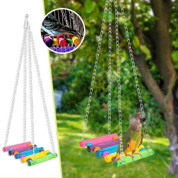

other bird supplies parrot toy set swing bell dangling wooden colorful pet toys outdoor garden hanging suspension bridge stand