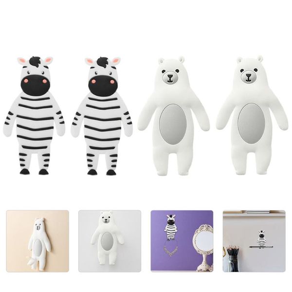 

hooks & rails 4pcs self adhesive creative animals shape wall mounted