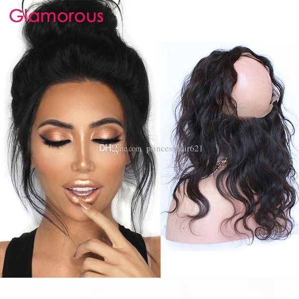 

brazilian body wave 360 frontals adjustable brazilian human hair 360 round lace closure glamorous human hair 360 closure with baby hair, Black;brown