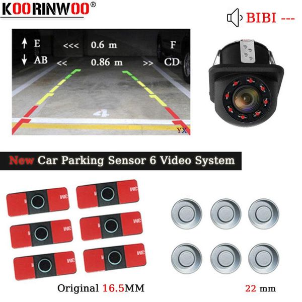 

car rear view cameras& parking sensors koorinwoo sensor with rearview camra night vision 22mm/16.5mm flat probes auto reverse radar black wh