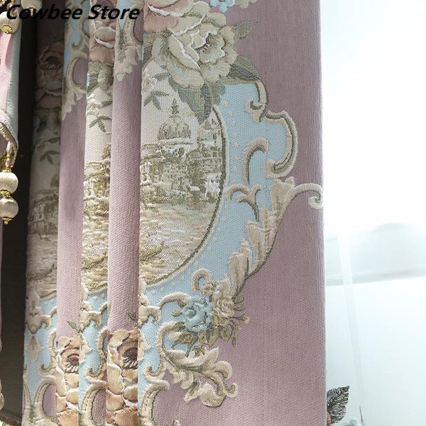 

curtain & drapes pink luxury chenille jacquard curtains living room bedroom european style shading and heat insulation fabric