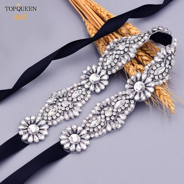 

wedding sashes ueen s237 luxury dress sash women's belt rhinestones embellished ladies fabric for at waist, White
