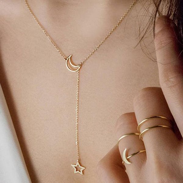 

pendant necklaces duobeiduo trendy star fashionnecklace chain women moon jewelry silver color girl stainless steel kpop collares