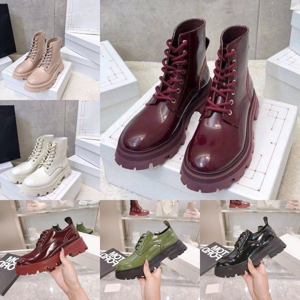 

2022 designer martin boots smooth leather shoes winter ankle half booties women platform shoe red pumpkin wild comfortable white boot box, Black