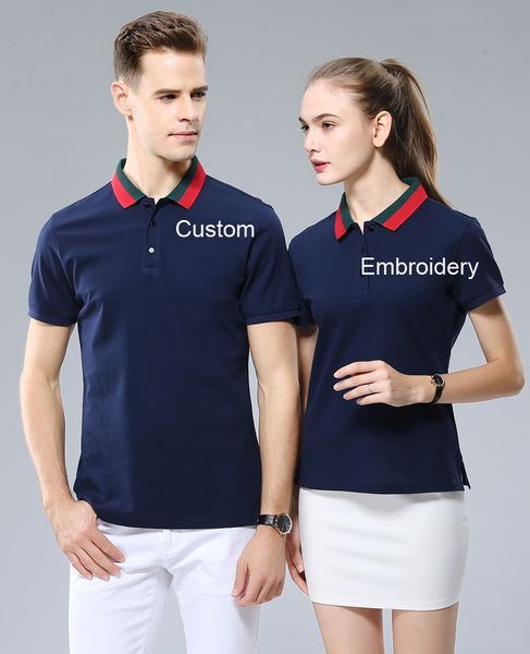 Polo personalizado camisa de mangas curtas Unisex com bordado qualquer texto ou logotipo personalizado polos golf tees camiseta