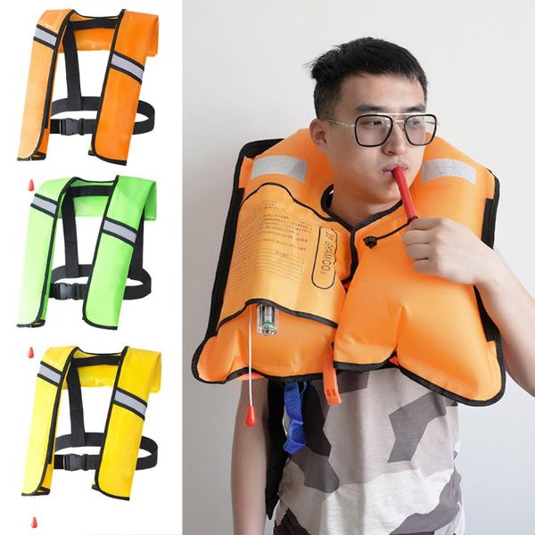 

boating life jacket aotu inflatable fishing swimming life vest w/ whistle for family outdoor swimming accessory
