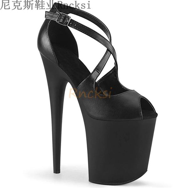

sandals rncksi 20cmsandals microfiber uppers pole dancing, nightclub performances shoes large size platform height, women's, Black