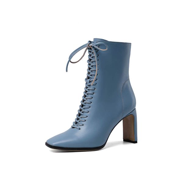 

size 34-43 women ankle boots fashion cross strap high heel winter shoes woman zipper office lady street footwear winter boots, Black