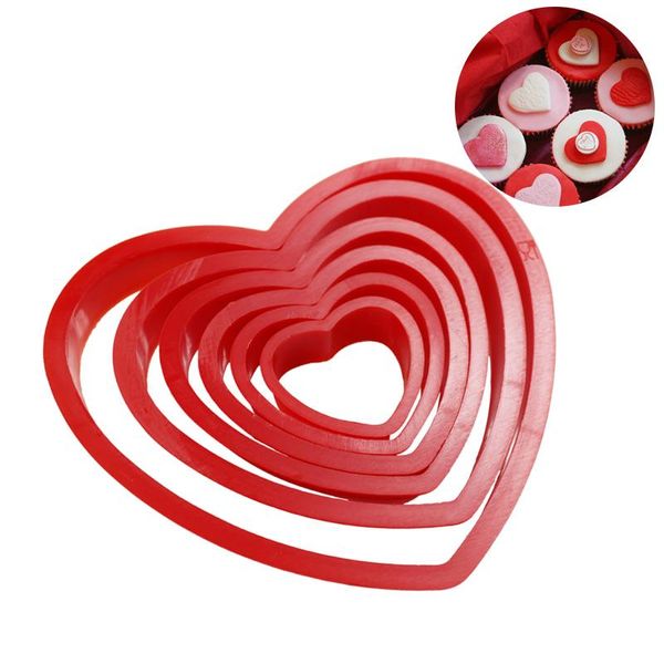 

cake tools 6pcs/set love plastic heart press cookie biscuit cutter set fondant sugarcraft gift valentine's day baking tool