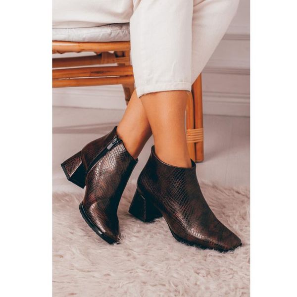 

boots brown color pu leather season 2021 winter autmn fashion sneake detail stylish comfortable women female lady, Black