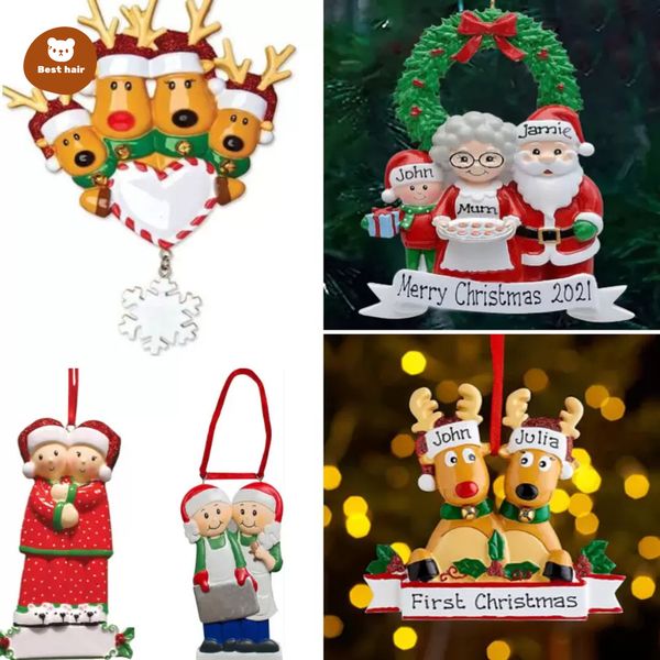 

dhl resin personalized deer family of 2 3 4 5 6 7 8 christmas tree ornament 2021 cute santa deer winter gift year durable family xmas dtceco
