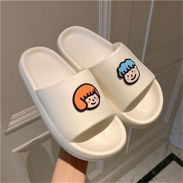 

luxury slippers women's 2021 summer cartoon men's and home bathroom couple slippers outdoor thick soled sandal's fashion, Black