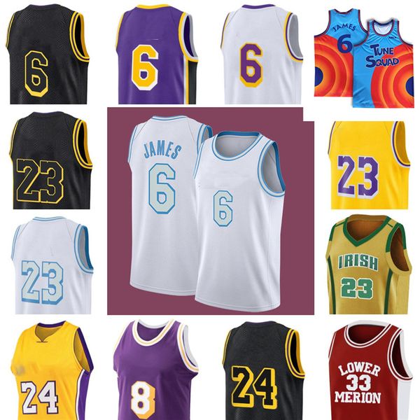 

space jam 2 tune squad ncaa 6 lbj 23 3 anthony los bryant davis angeles basketball jersey james lower merion college lebron stitched jersey, Black;red