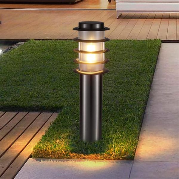 

thrisdar e27 stainless steel outdoor garden lawn lamp courtyard villa landscape post pillar light pathway street bollards light