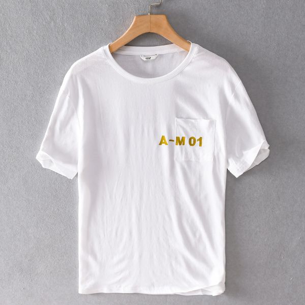 

2021 new summer men's short-sleeved linen t-shirt loose casual comfortable shirt for men white round neck t shirts male camiseta q4wi, White;black