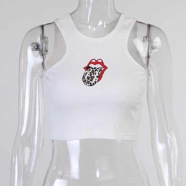 

punk y2k streetwear sleeveless cropped harajuku mall goth bodycon women knitted basic tanks summer 2021, White