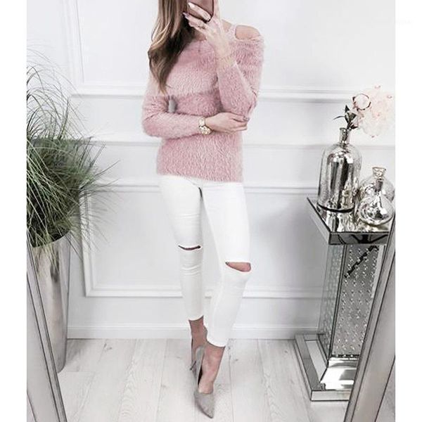 

women's sweaters 2021 autumn knitted sweater women off shoulder long sleeve pullover fashional jumper ws9887w, White;black