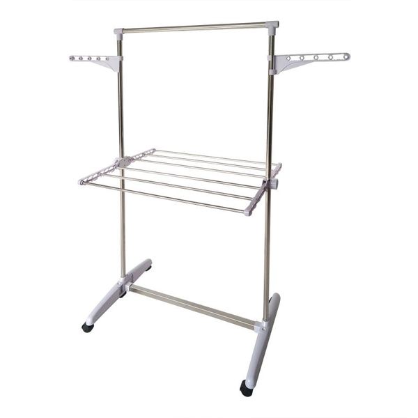 

hangers & racks 1tier floor drying indoor&outdoor stainless folding rails adjustable rolling clothing garment rack