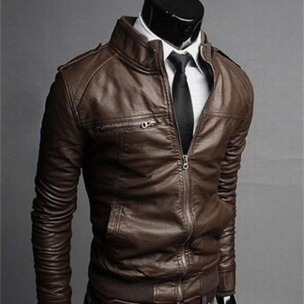 

man leather jacket coat men autumn winter jackets coats, Black